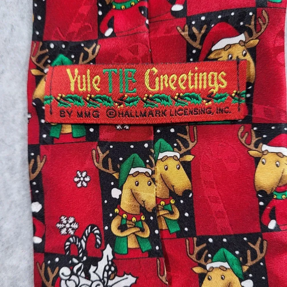 Vtg‎ Hallmark Reindeer Red Mens Neck Tie Approx 57